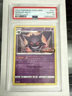 Pokemon GENGAR SWSH241 - PSA 10 Gem Mint - Lost Origins Prerelease Holo Promo - Image 1