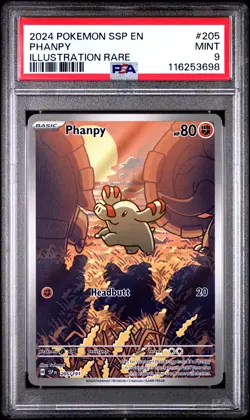 2024 POKEMON SSP EN-SURGING SPARKS ILLUSTRATION RARE #205 PHANPY PSA 9 - Image 1