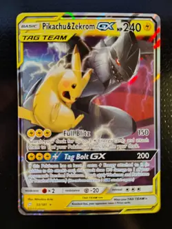 Pokemon TCG Pikachu & Zekrom GX 33/181 Sun & Moon Team Up Holo - NM - Image 1