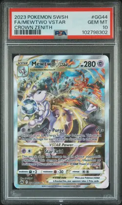 2023 POKEMON SWORD & SHIELD CROWN ZENITH #GG44 FULL ART/MEWTWO VSTAR PSA 10 - Image 1