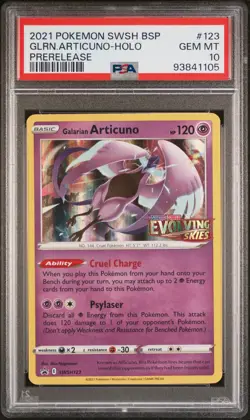 2021 POKEMON SWSH BLACK STAR PROMO PRERELEASE #123 GALARIAN ARTICUNO-HOLO PSA 10 - Image 1