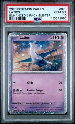 2023 POKEMON PAR EN-PARADOX RIFT ENHANCED 2 PACK BLISTER #073 LATIOS PSA 10 - Image 1