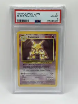 1999 POKEMON BASE SET UNLIMITED #1 ALAKAZAM-HOLO PSA 8 - Image 1