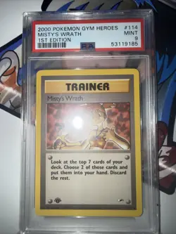 Misty's Wrath 114/132 1st Edition Gym Heroes PSA 9 Mint Pokemon Card - Image 1