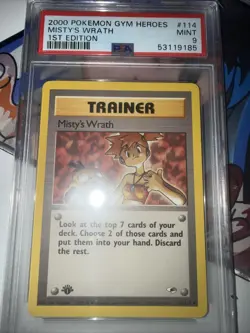 Misty's Wrath 114/132 1st Edition Gym Heroes PSA 9 Mint Pokemon Card - Image 2