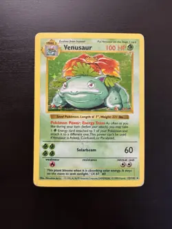 Venusaur 15/102 Shadowless Holo Rare Base Set Pokemon Card DMG - Image 1