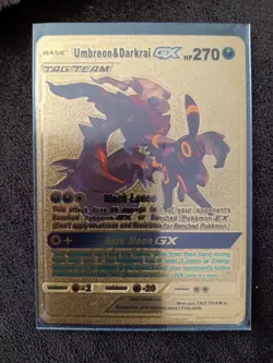 Pokemon Umbreon & Darkrai GX Tag Team Gold Foil Card 270hp with Insert - Image 2