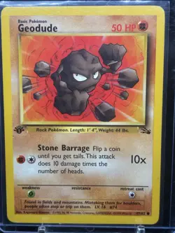 Geodude 1st Edition 47/62 Pokemon TCG Common Fossil Near Mint - Image 1