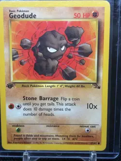 Geodude 1st Edition 47/62 Pokemon TCG Common Fossil Near Mint - Image 3