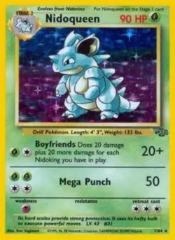 1x Nidoqueen - 7/64 - Holo Rare - Unlimited Edition Heavily Played Pokemon G1 - - Image 1