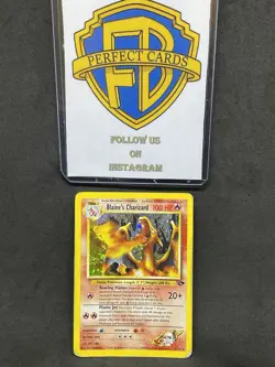 POKEMON GYM CHALLENGE UNLIMITED BLAINE’S CHARIZARD HOLO 2/132 PR/DMG - Image 1