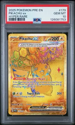 2025 Pokemon Pre En-prismatic Evolutions 179 Pikachu Ex Hyper Rare PSA 10 - Image 1