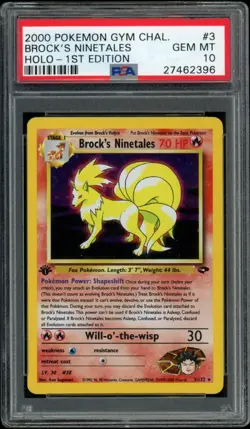 PSA 10 MINT Pokemon BROCK'S NINETALES Holo Rare Gym Challenge 1st Edition 3/132 - Image 1