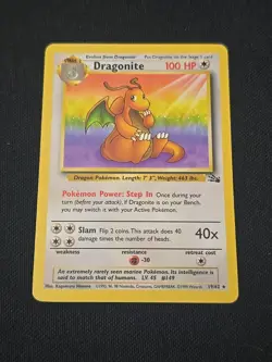 Dragonite 19/62 Fossil Regular Black Star Rare WOTC Vintage Pokemon TCG MP - Image 1