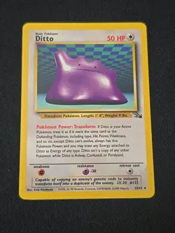 Ditto 18/62 Fossil Regular Black Star Rare WOTC Vintage Pokemon TCG LP+ - Image 1