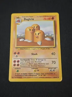 Dugtrio 019/102 Base Set Regular Black Star Rare WOTC Pokemon TCG MP - Image 1