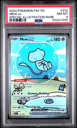 2024 POKEMON PAF EN-PALDEAN FATES SPECIAL ILLUSTRATION RARE #232 MEW EX PSA 8 - Image 1