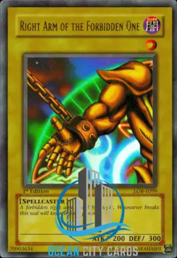 Yugioh Right Arm of the Forbidden One LOB-E099 Ultra Rare 1st Edition Near Mint - Image 1