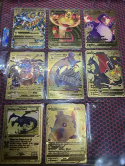 Pokemon Gold Card Lot Of 8 Including 4 Charizard. Very Rare, Adult Owned. NM+ - Image 1