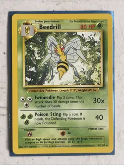 Beedrill 17/102 Base Set Non Holo Rare 1999 Vintage Pokemon TCG Card - Image 1