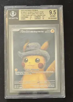 Pikachu Promo Card Grey Felt Hat Scarlet & Violet BGS Gem Mint 9.5 - Image 1