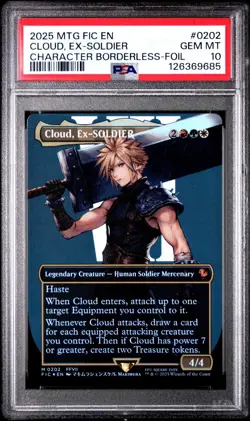 MTG PSA 10 Final Fantasy Cloud Ex-SOLDIER FOIL Borderless Card #202 - Image 1