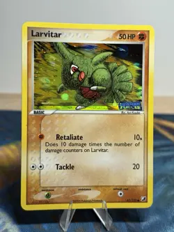 Larvitar 61/115 Reverse Stamped Holo EX Unseen Forces Set Pokemon Card - Image 1