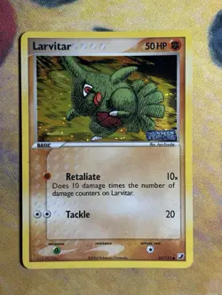 Larvitar 61/115 Reverse Stamped Holo EX Unseen Forces Set Pokemon Card - Image 2