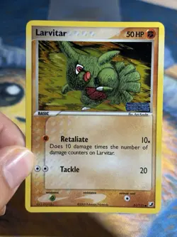 Larvitar 61/115 Reverse Stamped Holo EX Unseen Forces Set Pokemon Card - Image 3