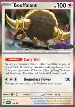 Pokemon TCG SVP EN Promo Bouffalant - 136 Stellar Crown (Prerelease) NM - Image 1