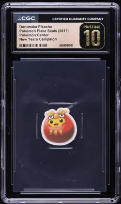 2017 Pokemon Center Flake Seals New Years Campaign Darumaka Pikachu CGC 10 - Image 1