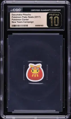 2017 Pokemon Center Flake Seals New Years Campaign Darumaka Pikachu CGC 10 - Image 1