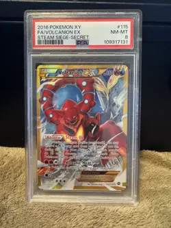 Pokemon 2016 XY Steam Siege Full Art EX Volcanion #115 PSA 8 Secret Rare - Image 1
