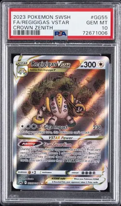 2023 POKEMON SWORD & SHIELD CROWN ZENITH #GG55 FULL ART/REGIGIGAS VSTAR PSA 10 - Image 1