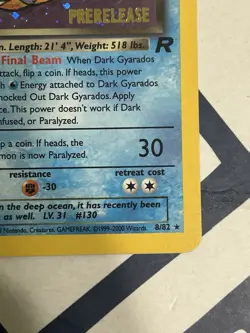 Dark Gyarados Prerelease 08/82 Wotc Promo Holo Team Rocket Pokemon Tcg 08 - Image 2