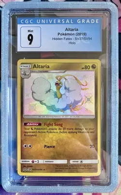 2019 POKEMON SUN & MOON HIDDEN FATES #SV37 ALTARIA-HOLO CGC Graded 9 Mint - Image 1