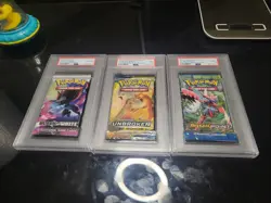 PSA Graded Pokemon Booster Pack Lot (3) BW XY SM - Zoroark Charizard Scizor - Image 3