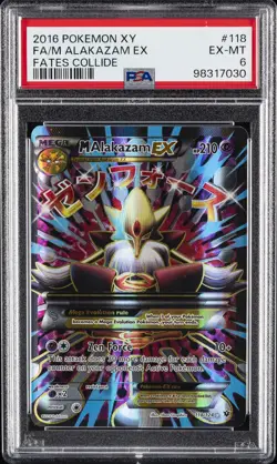 2016 POKEMON XY FATES COLLIDE #118 FULL ART/M ALAKAZAM EX PSA 6 - Image 1