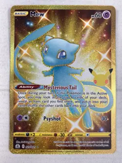 Mew 25/25 Pokemon Celebrations 25th Anniversary Gold Ultra Rare Holo Full Art NM - Image 1
