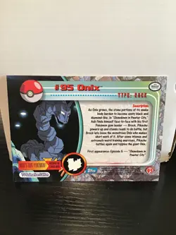 Pokemon Topps 1999 #95 Onix Blue Logo TV Animation Edition - Image 2