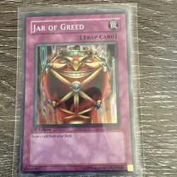 YU-GI-OH Jar of Greed - Trap - LON-047 - Near Mint NM - Super Rare - 1st Edition - Image 1