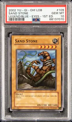 2002 YU-GI-OH! LOB-LEGEND OF BLUE EYES WHITE DRAGON 1ST ED SAND STONE PSA 10 - Image 1