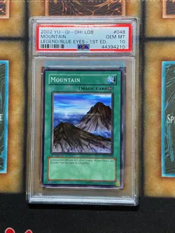 Yugioh PSA 10 GEM MINT Mountain LOB-048 Common 1st Edition - Image 1