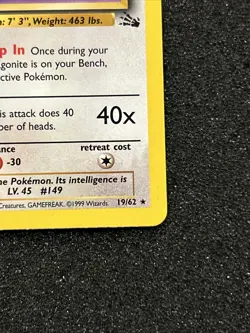 1st Edition Dragonite 19/62 Fossil Set Rare Vintage 1999 Pokemon Card - NM - Image 5