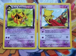 Pokemon 1st Edition Dark Abra & Kadabra Team Rocket Card WOTC NM - Image 1