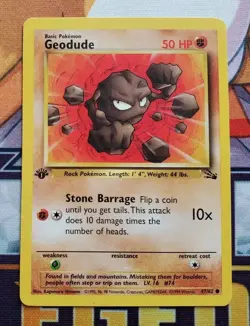 Geodude 47/62 First Edition Fossil Set Non-Holo Pokemon Card - Image 1