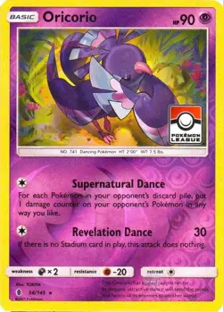 Oricorio - 56/145 - Pokemon TCG League & Championship Cards - LP - Reverse Holo - Image 1