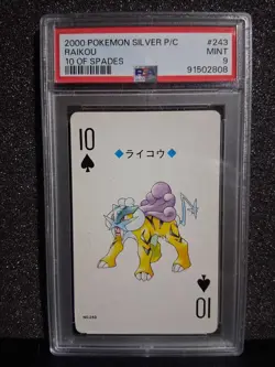 2000 Pokemon Silver Playing Cards #243c Raikou 10 Of Spades PSA 9 Lugia - Image 1