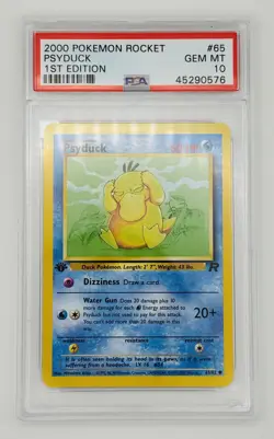 PSA 10 2000 Psyduck 1st Edition Team Rocket Pokemon Card TCG - Image 1