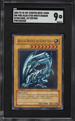 Yugioh Card - 2002 Blue-Eyes White Dragon DIK-P001 Portuguese 1st - SGC 9 MINT - Image 1
